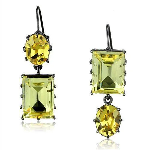 Women's Earrings - Yellow Topaz Light Black  (IP Gun)
