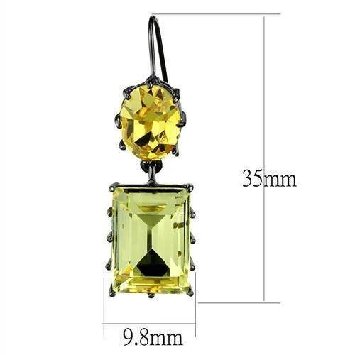 Women's Earrings - Yellow Topaz Light Black  (IP Gun)