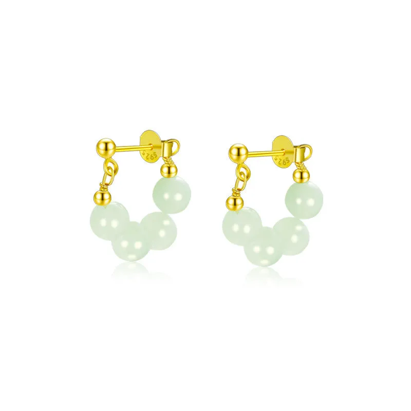 Women's Senior Sterling Silver Hetian Jade Earrings