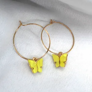 Yellow Butterfly Hoop Drop