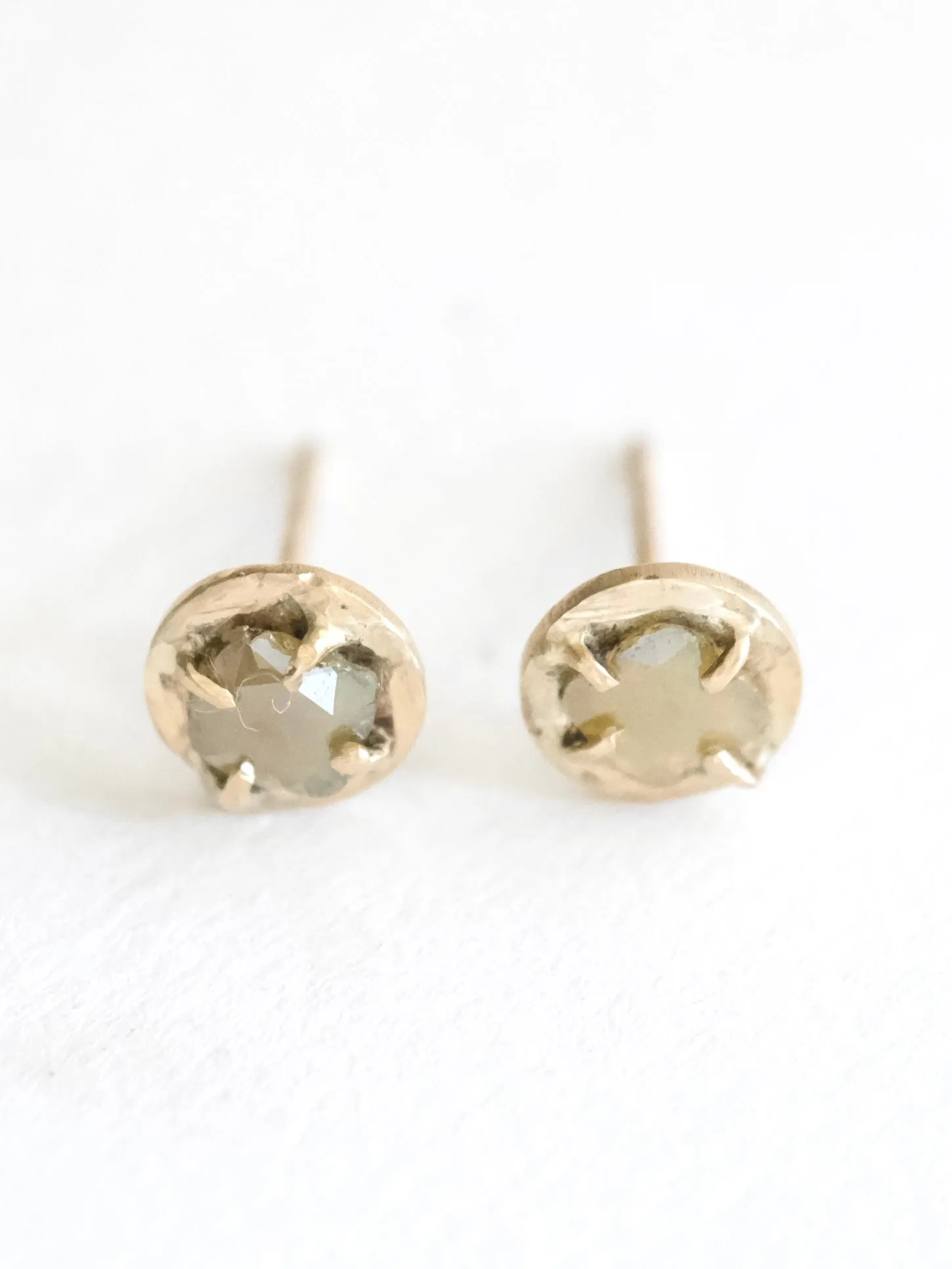 Yellow Diamond Slice Stud Earrings