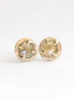 Yellow Diamond Slice Stud Earrings