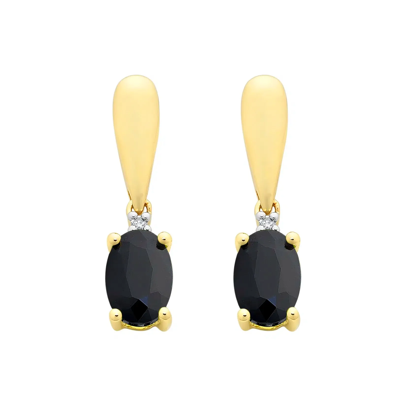Yellow Gold Sapphire & Diamond Studs