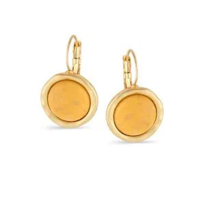 YELLOW ROUND STONE DROP EARRINGS #209NT3101 (3C2)