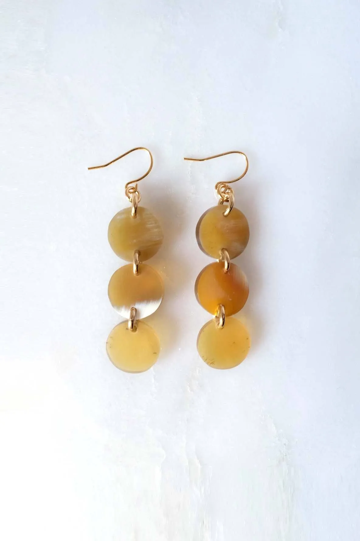 Yen Bai 16K Gold-Plated Brass Buffalo Horn Circle Drop Earrings