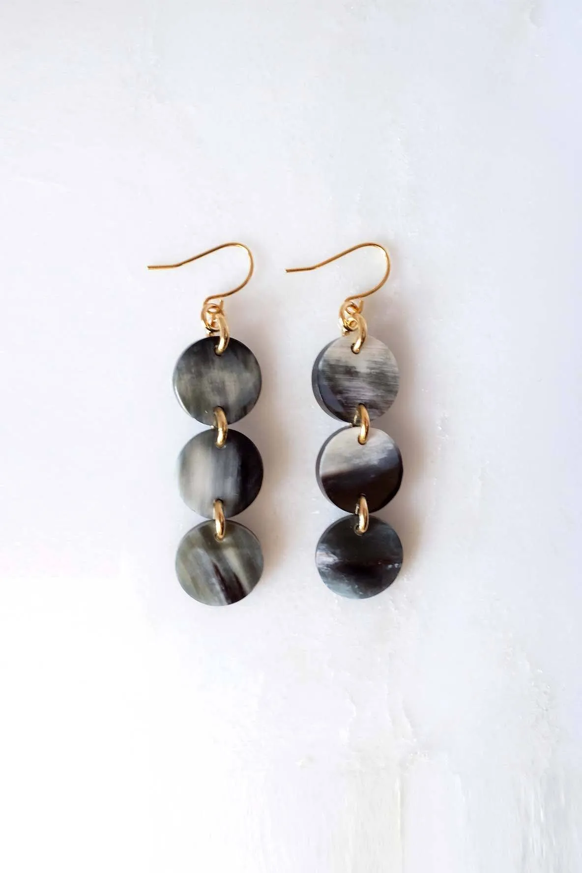 Yen Bai 16K Gold-Plated Brass Buffalo Horn Circle Drop Earrings