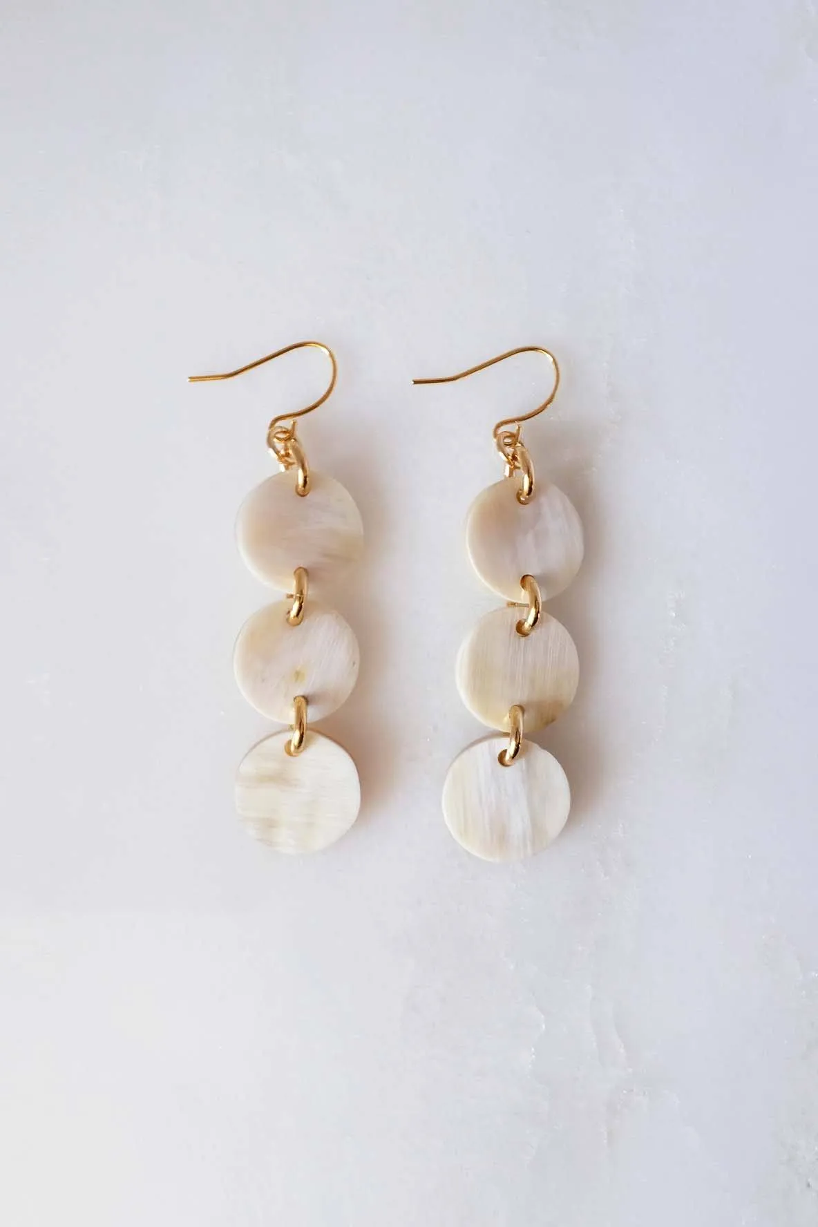 Yen Bai 16K Gold-Plated Brass Buffalo Horn Circle Drop Earrings