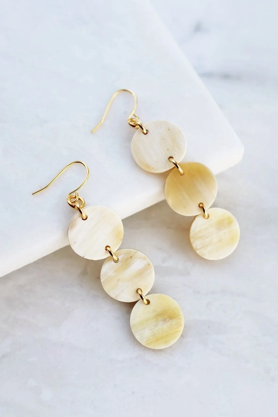 Yen Bai 16K Gold-Plated Brass Buffalo Horn Circle Drop Earrings