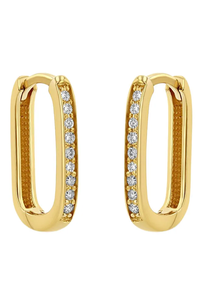 Zoe Chicco 14k Pavé Diamond Thick Medium Oval Hinge Hoops in Yellow Gold