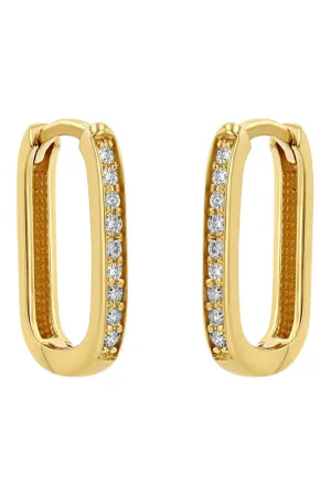 Zoe Chicco 14k Pavé Diamond Thick Medium Oval Hinge Hoops in Yellow Gold